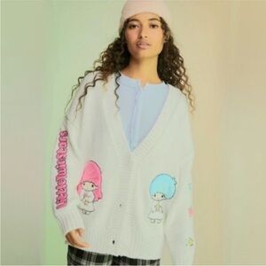 Forever 21 x Hello Kitty and Friends Twin Stars Cardigan Sweater size Large